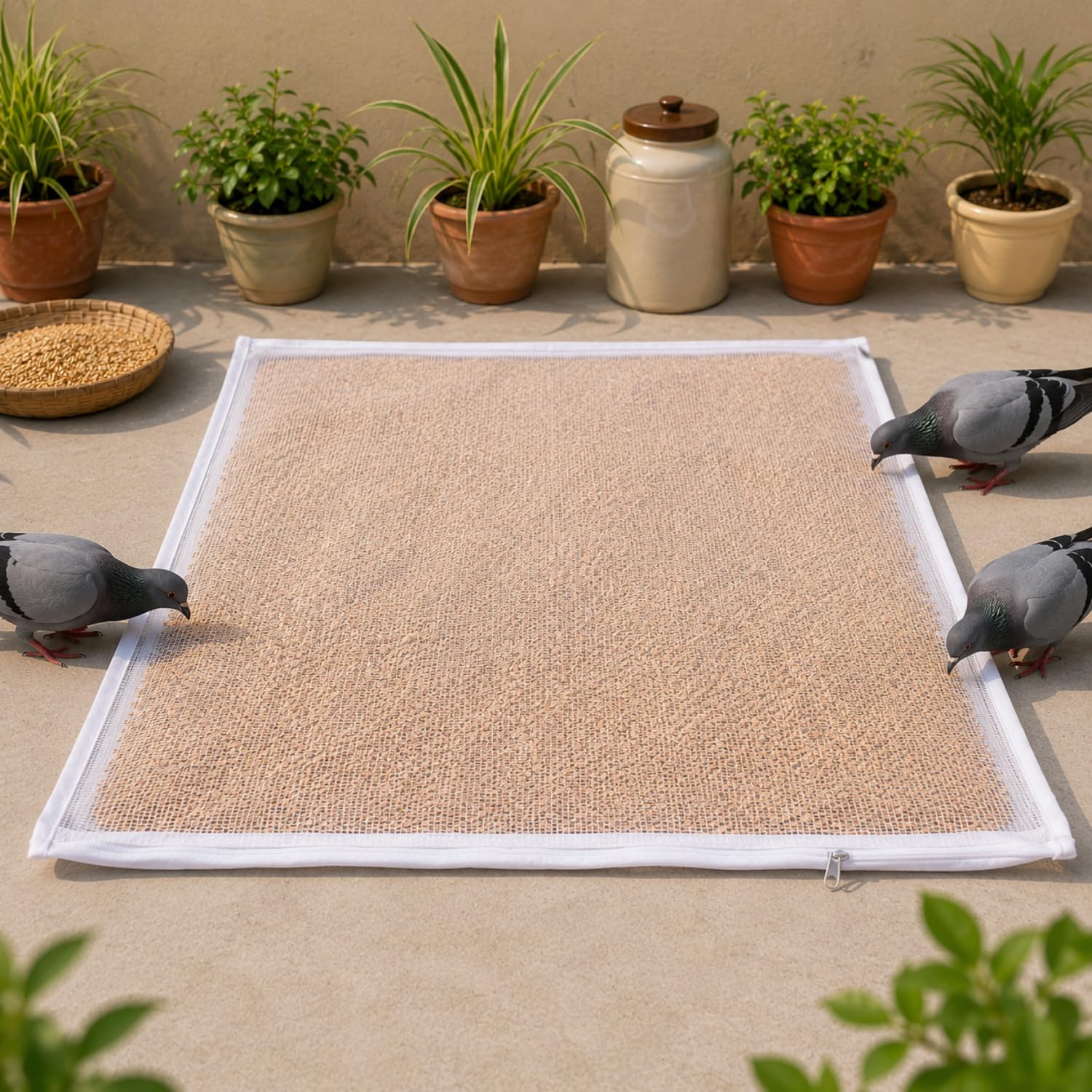 Pure Cotton Papad & Vadagam Drying Cloth with Net & Zipper Cover | Food Drying Sheet for Sun Drying Millets, Grains & Spices Breathable & Reusable Indoor & Outdoor Terrace Food Mat (43 x 31 Inches)-picture-25
