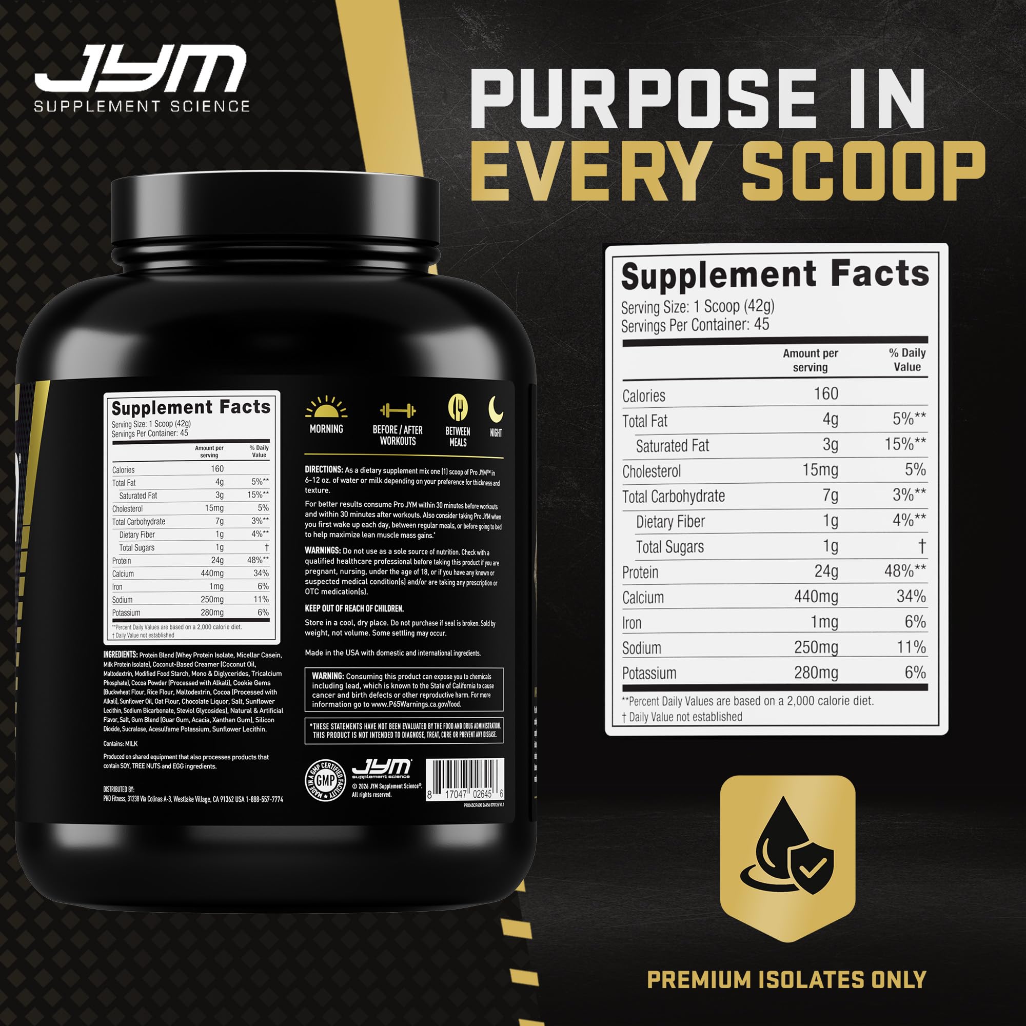 JYM Chocolate Cookie Crunch Whey & Casein Protein Powder - 4.2 lb Bag — Amazon image 2