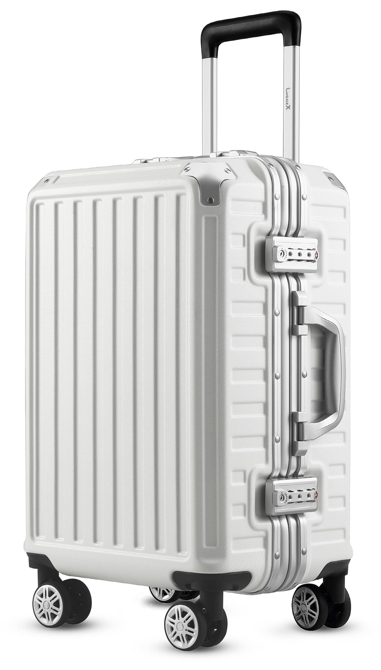 LUGGEX Hard Shell Carry On Luggage with Aluminum Frame 100 Polycarbonate Zipperless Suitcase