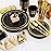 WELLIFE 150 PCS Black and Gold Disposable Dinnerware Set, Plastic Plates for Party, Including 25 Dinner Salad Plates, Cups, Forks Knives Spoons for Halloween and Party Supplies