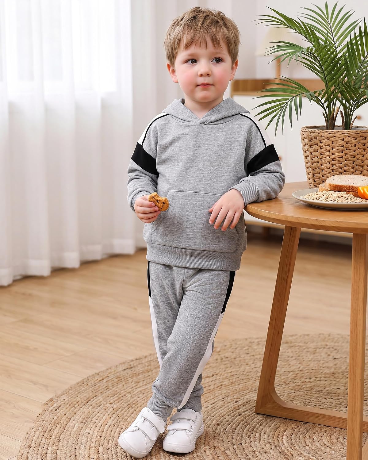 DISAUR Baby Boy Clothes Color Blocking Hoodie Top with Pocket and Pants