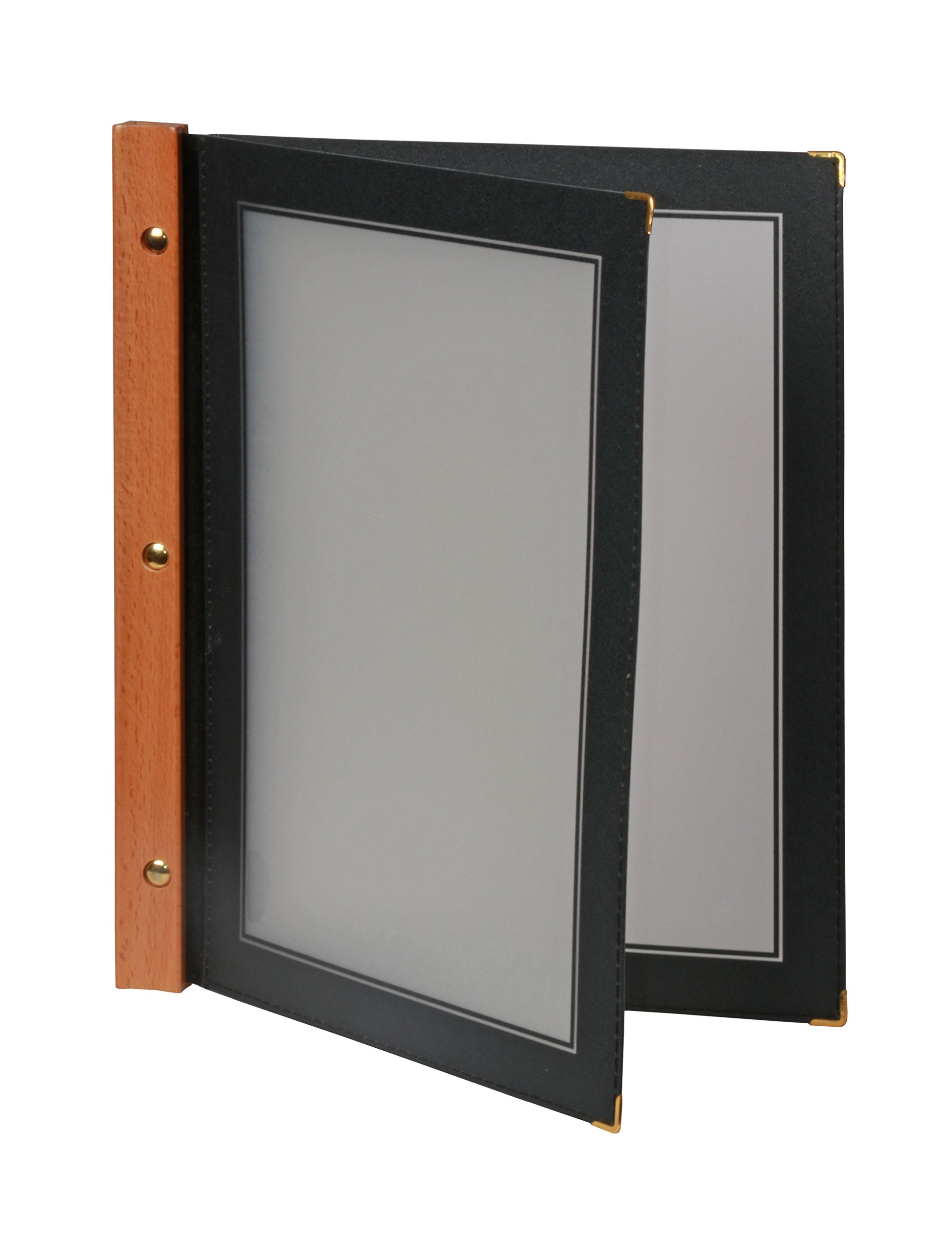 Nextday Catering H747 Lot de 5 intercalaires pour menu Noir Format A4 | Coins Dorés - Accessoire pour Porte-Menu Wood