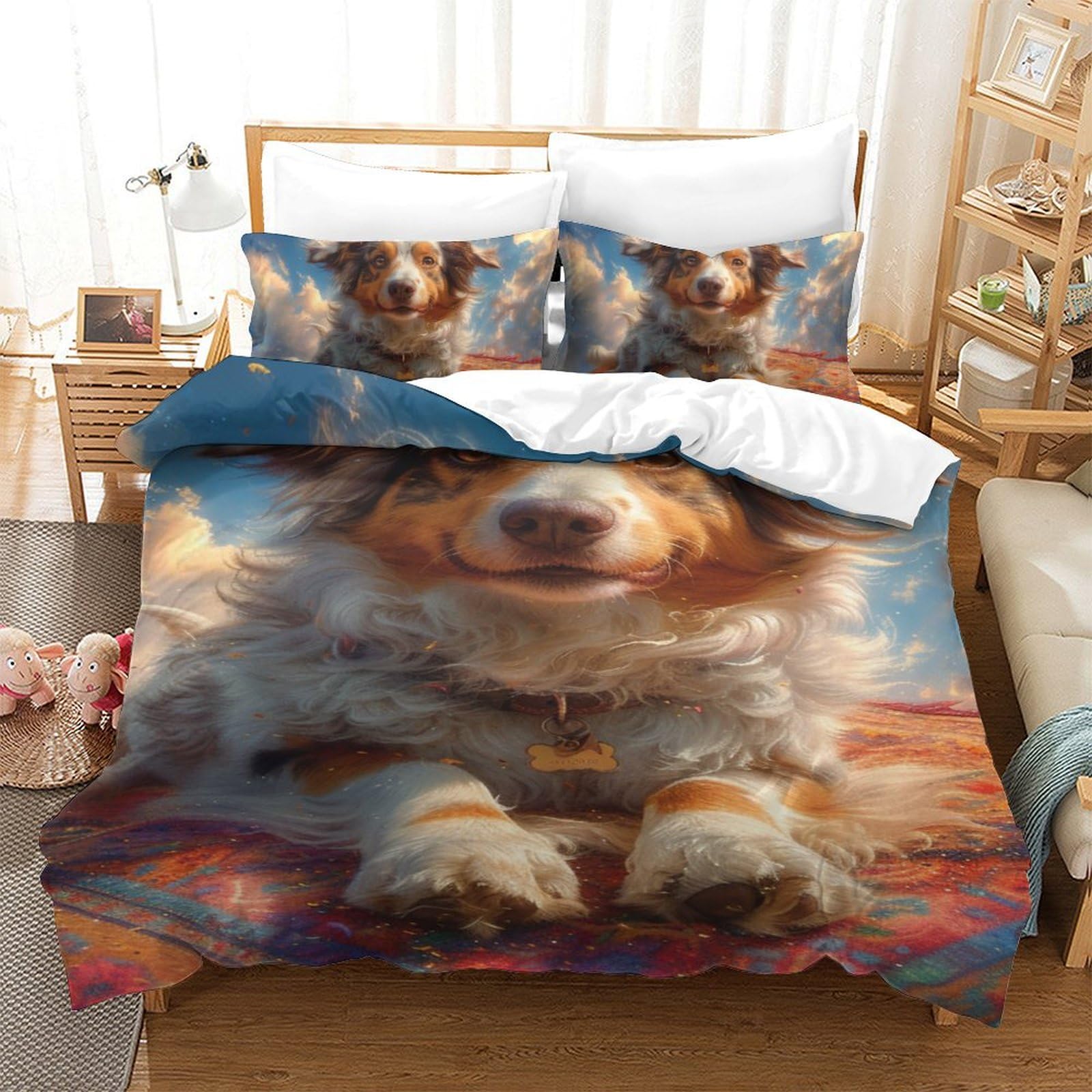 Parure de lit enfant motif chien Bouvier Bernois douceur absolue 140x200