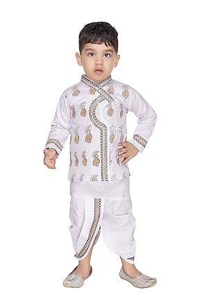 NEW GEN Boys Cotton Kurta With Platting Dhoti