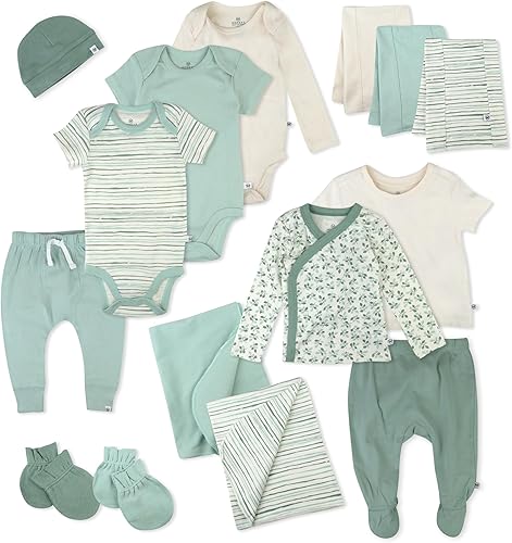 HonestBaby 15-Piece Welcome Home Gift Set 100% Organic Cotton for Newborn Infant Baby Boys, Girls, Unisex