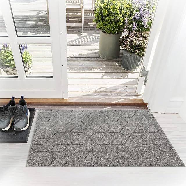 Door Mat 50 x 80 cm, Doormat Indoor Non Slip, Front Door Mat Dirt Trapper Washable, Heavy Duty Welcome Door Mat, Absorbent Entrance Rug for Indoor, Low-profile Inside Floor Mat Carpet for Entryway