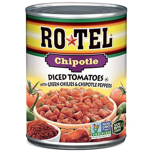 Miniatura 1 de RO-TEL Chipotle Tomates en cubitos con chiles verdes y chiles chipotle, aptos para dieta cetogénica, 10 onzas