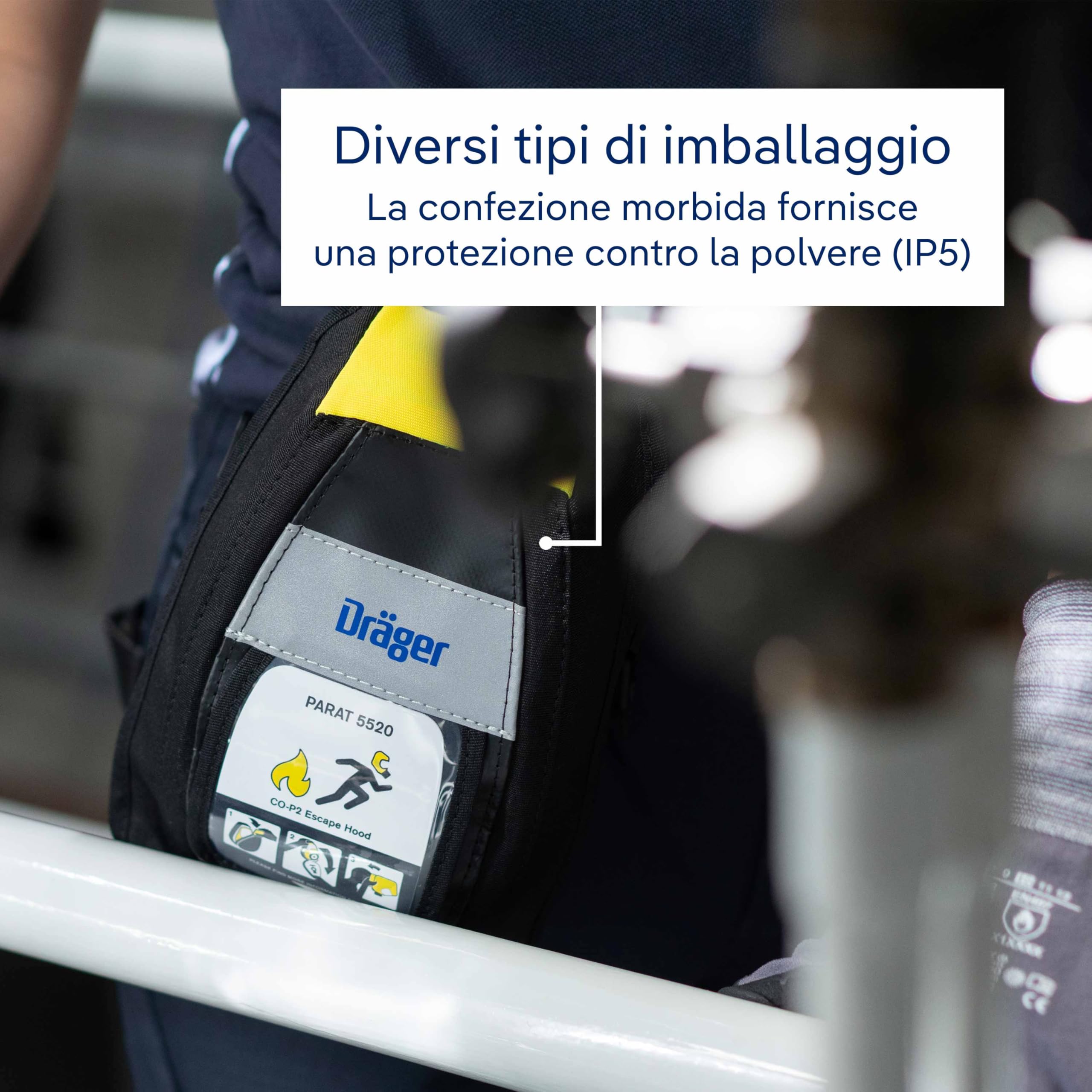 Dräger PARAT 5520 - Copertura di protezione antincendio con Soft Pack | Efficace protezione contro i gas antincendio come il monossido di carbonio (CO)