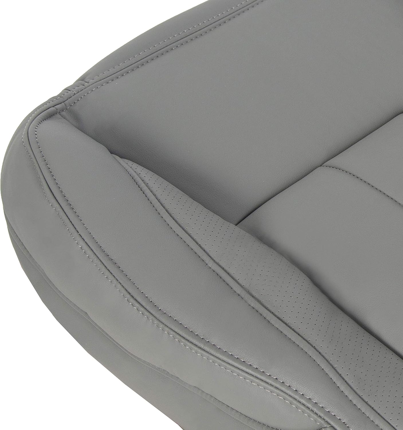 HECASA Bottom Seat Cover Replacement Compatible with 2006-2009 Dodge Ram 1500 2500 3500 Driver Side Laramie Bottom Seat Cloth Cover Synthetic Leather Gray