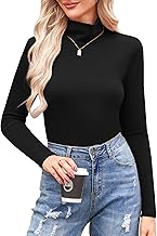 Totatuit Womens Turtleneck Shirt Long Sleeve Layer Tops Basic Cotton Tees Soft Thermal Underwear Blouse
