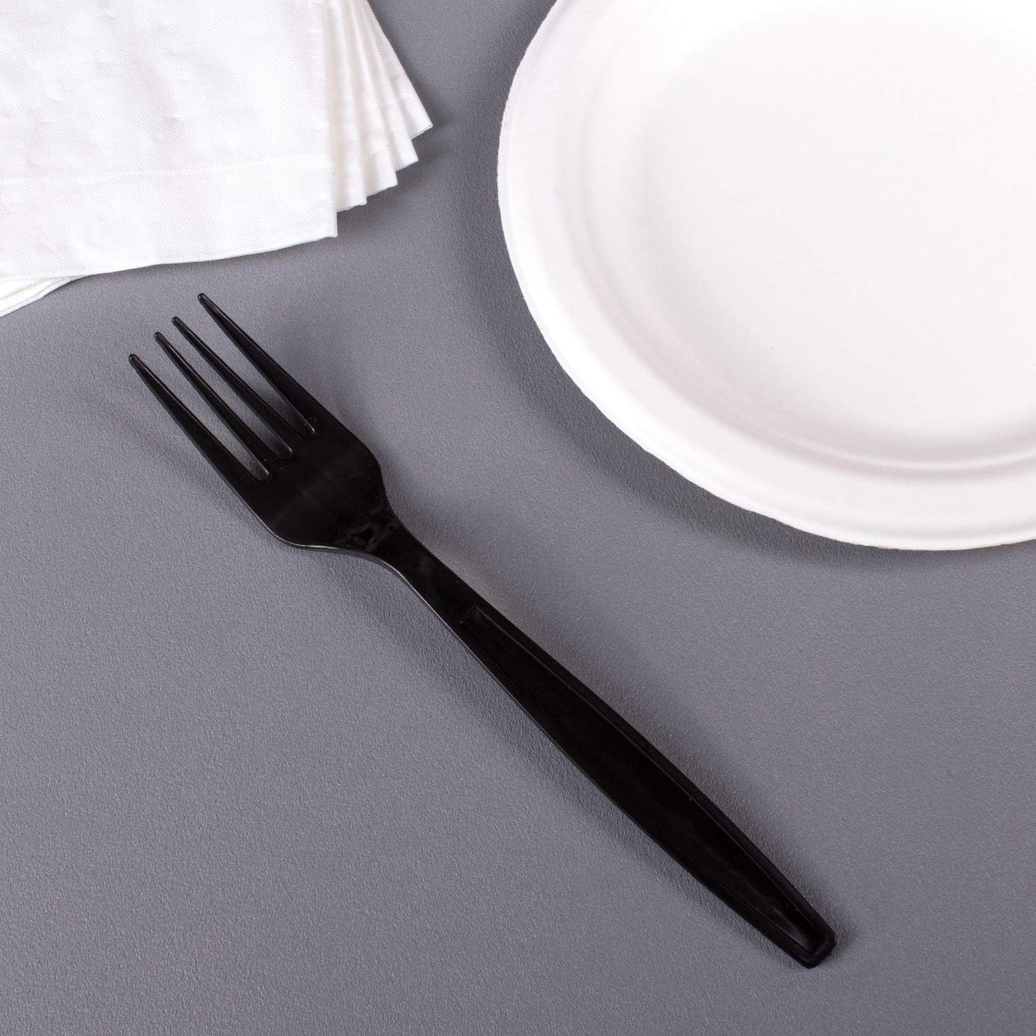 Karat U2030 7" Extra-Heavy Weight Disposable Fork - Black (Case of 1000)