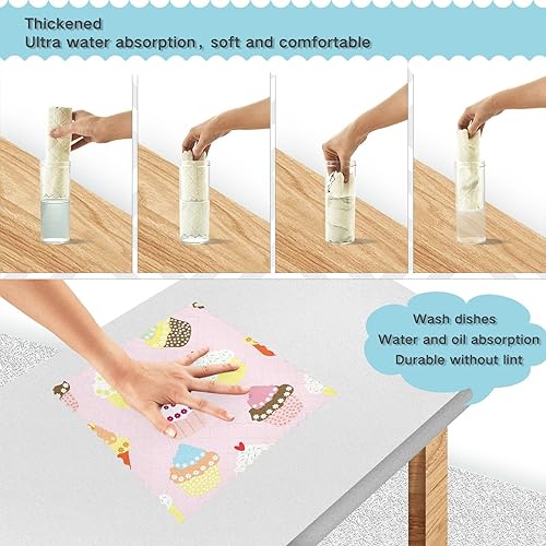 Miniatura 4 de FRODOTGV Colorful Cupcakes Soft Print Kitchen Microfiber Towels Quick Dry Set of 6 Kitchen Accessories for Cooking for Bathroom Oven