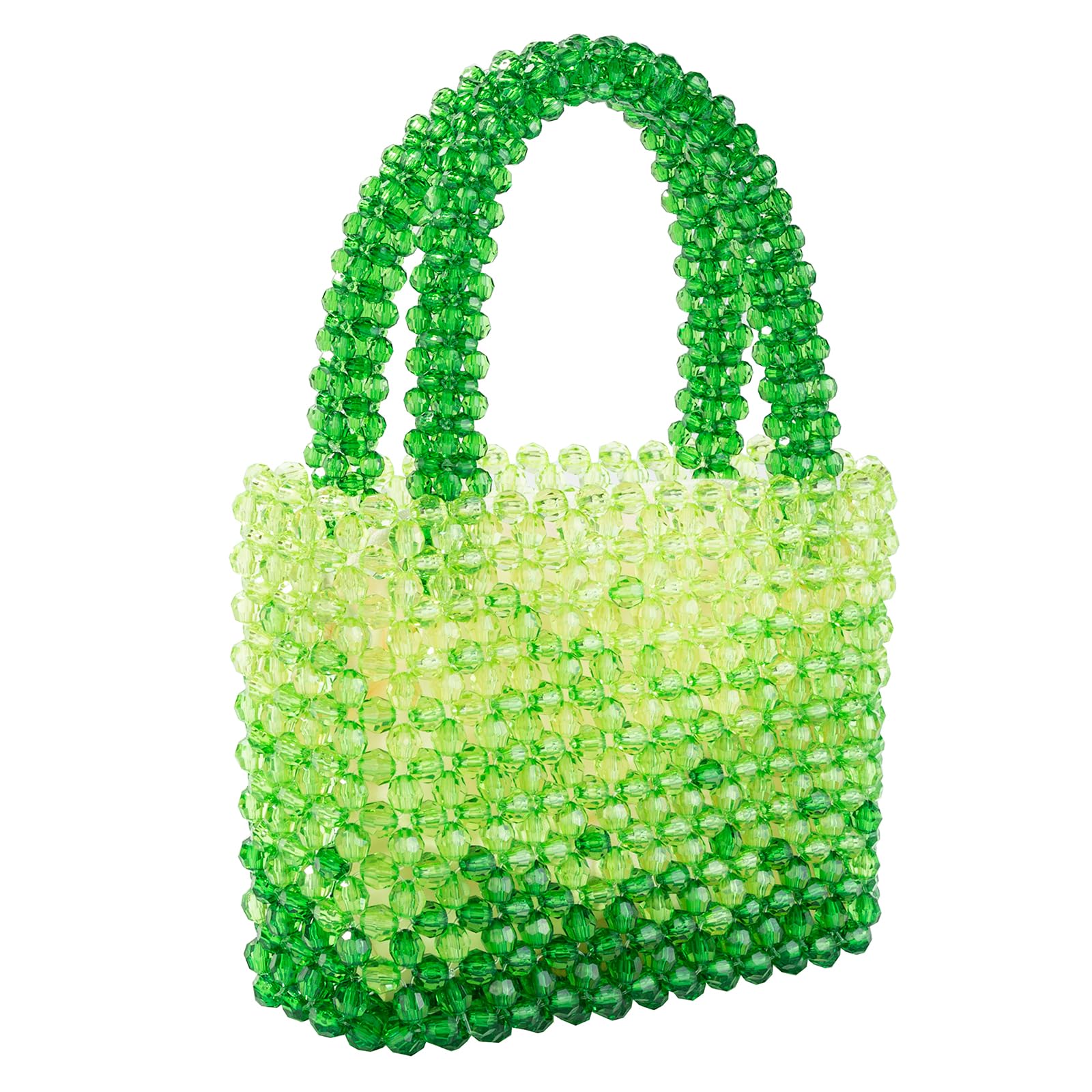 Women Acrylic Purse Mini Beaded Evening Handbags Handmade Gradient Transparent Blue Beads Tote Bags for Wedding,Beach,Party