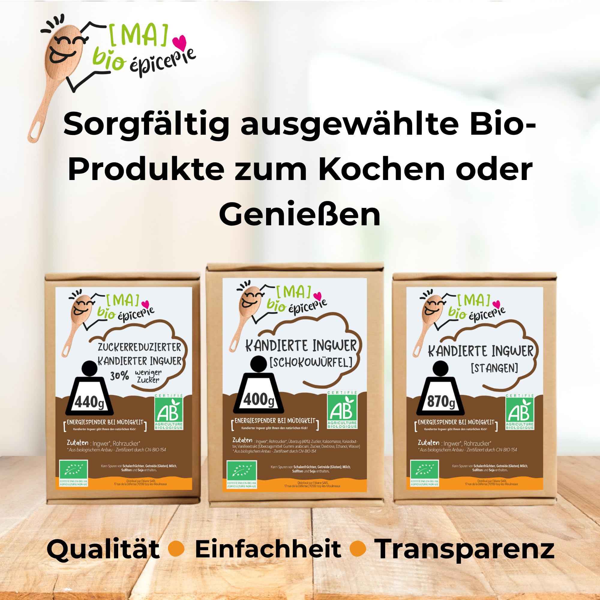 MA bio-épicerie - Kandierter Ingwer Bio in Scheiben 870 g - Getrockneter Ingwer lose ohne Konservierungsstoffe - Bio Trockenfrucht für Küche und Genuss