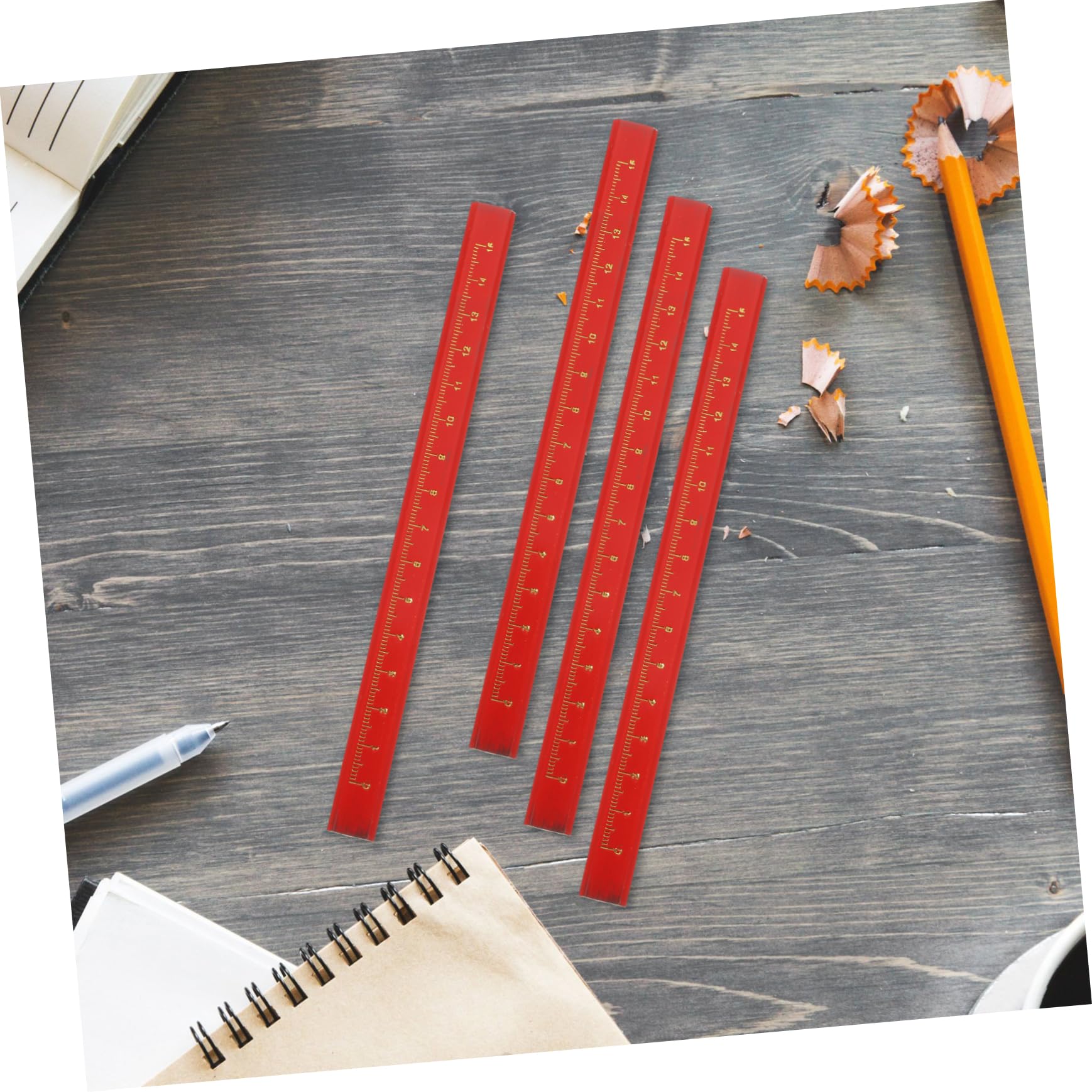 NUOBESTY Matite da Carpentiere Rosse 50 Pezzi in Legno e Piombo con Scala per Tracciatura Professionale e Pratica in Officina