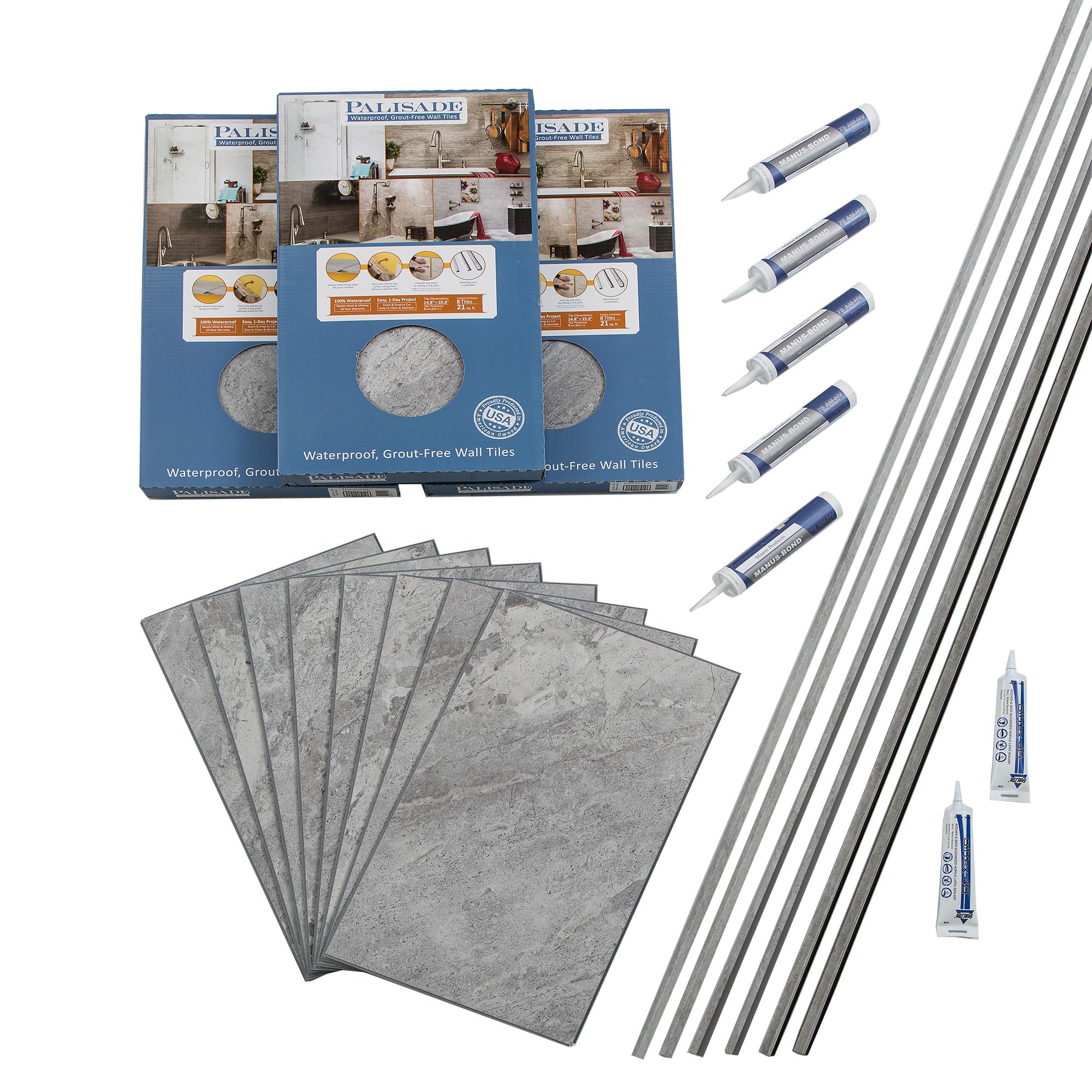 Palisade Vinyl Tile Shower and Tub Surround Kit