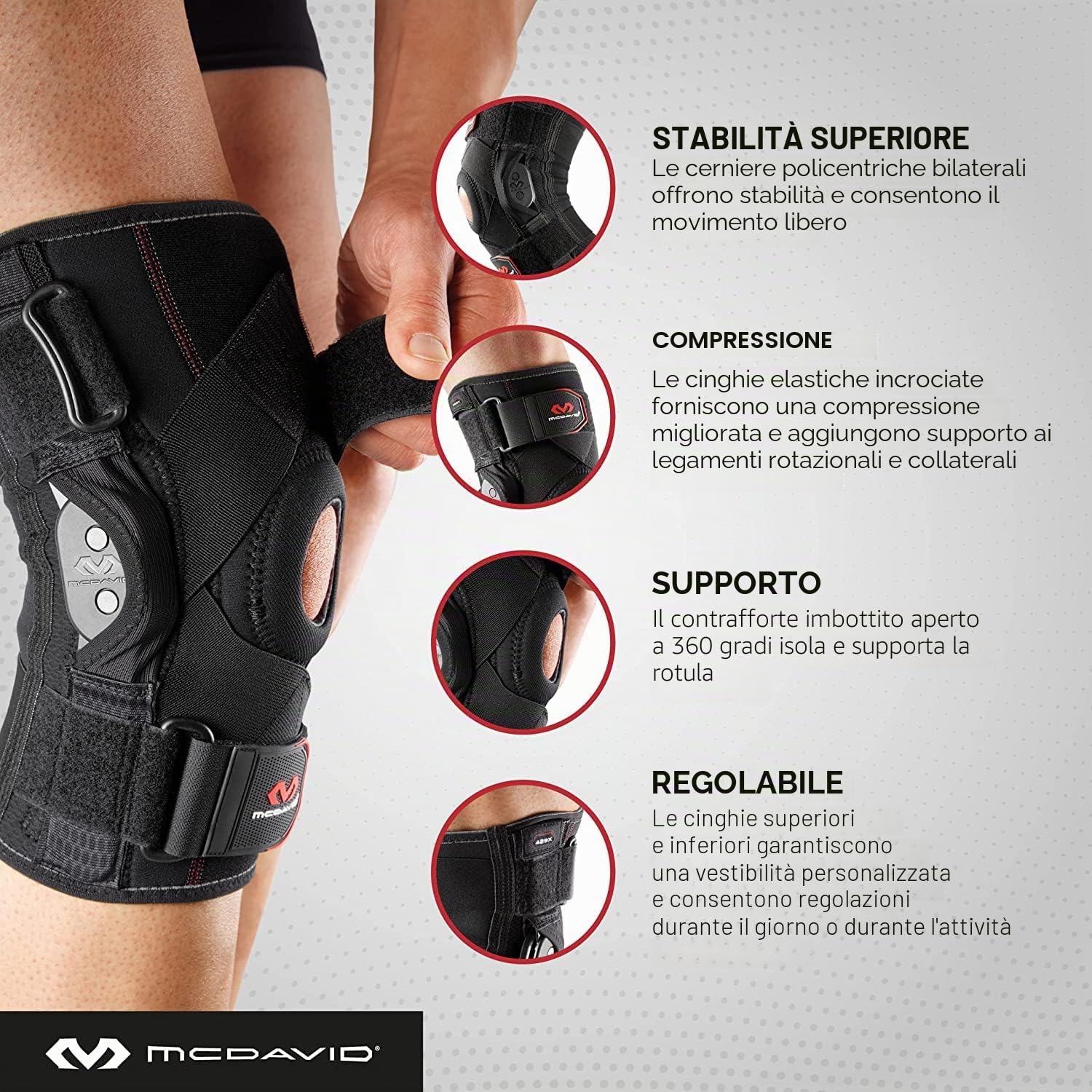 McDavid 429X - Tutore, Ginocchiera per Legamenti con Fasce