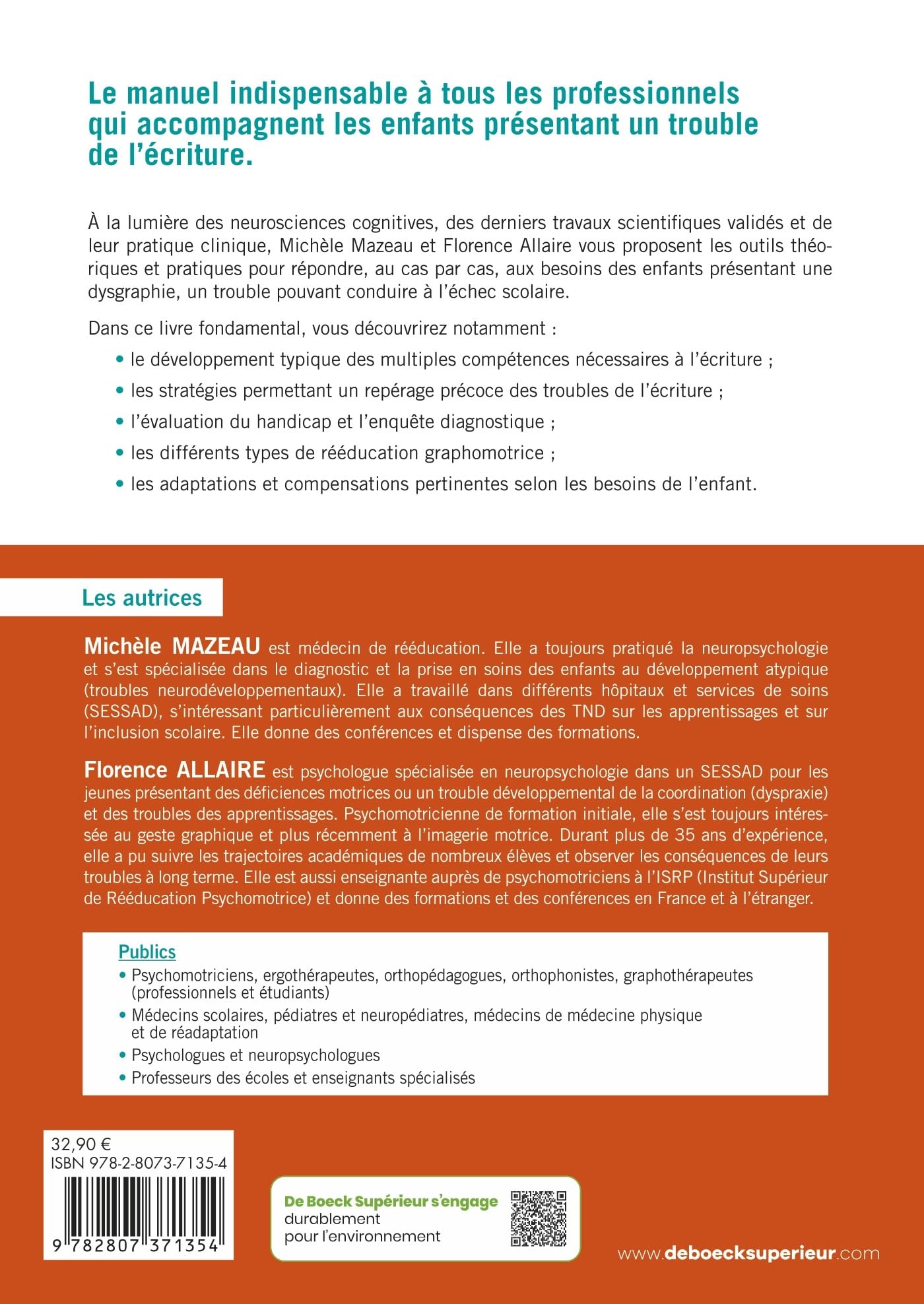 Graphisme et dysgraphies chez l’enfant d’âge scolaire: Comprendre les difficultés et apporter les réponses adéquates