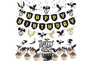44Pcs Dragon Cake Decorations Set for Fantasy Dragon Theme Birthday Party