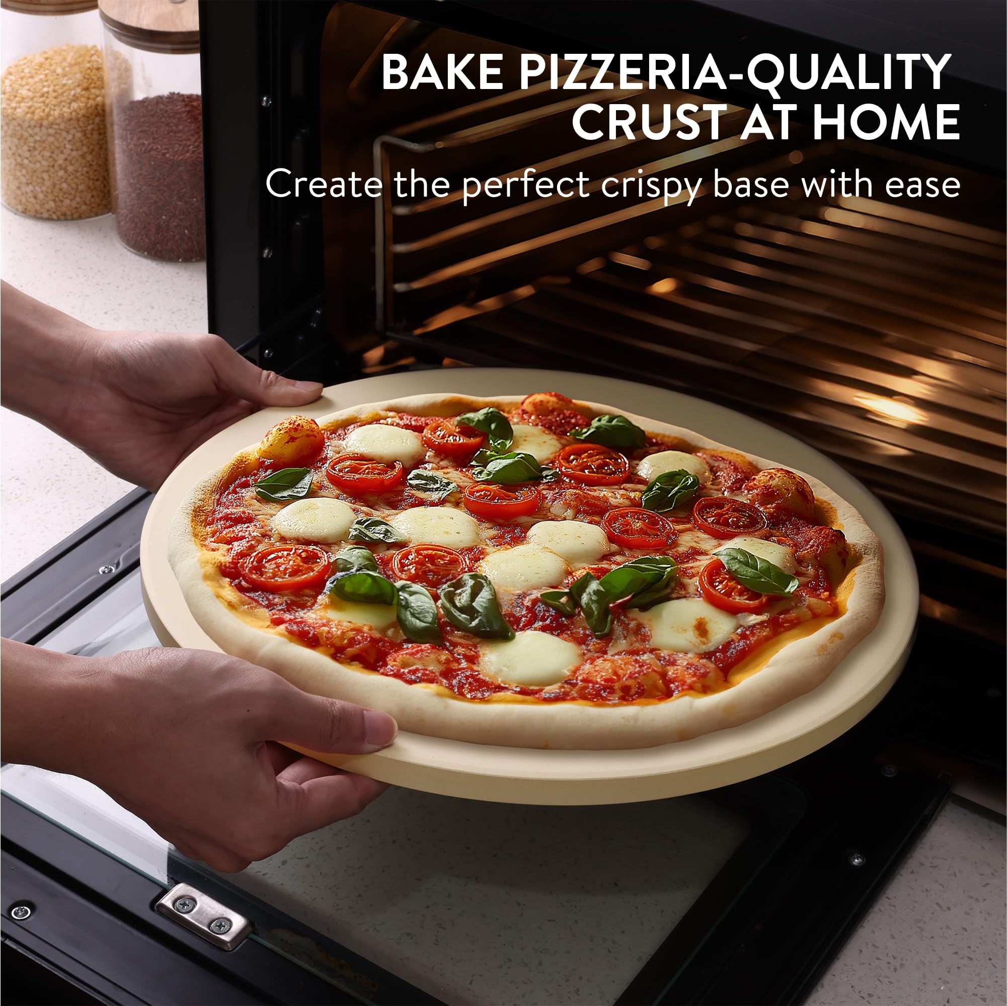 Pierre à Pizza en Cordiérite - 35 cm de Diamètre - Pour Four, Barbecue Électrique ou à Charbon Jusqu'à 800°C