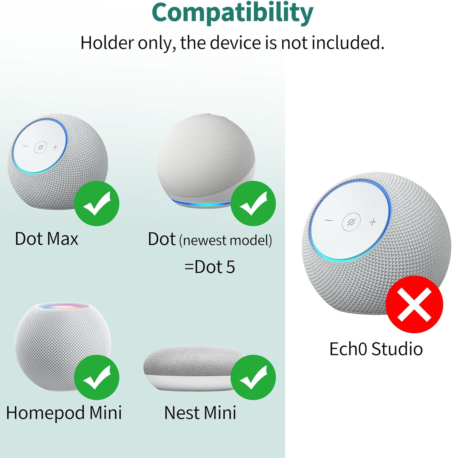 PlusAcc Wall Mount for Dot Max & Dot 5 - Sturdy Clear Shelf for Homepod Mini, Space Saving Holder Bracket, Built-in Cable Management (1 Pack) - Image 2