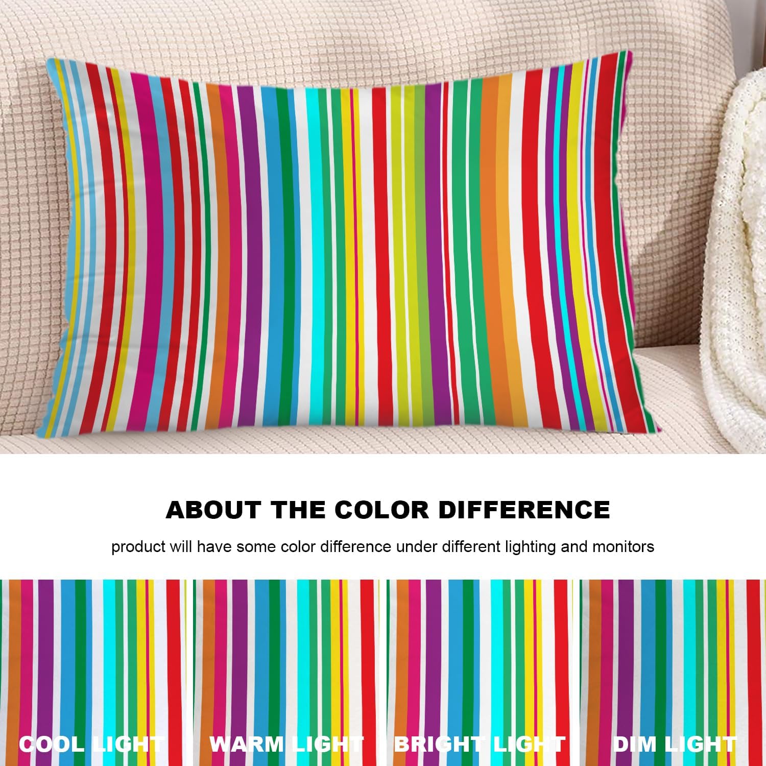 Etro Multicolor Stripes Throw Pillow Covers,Colorful Stripes Bright Stylish Cushion Cover Digital Blended Hidden Zipper Decorative Pillowcases for Bedroom Lumbar 20X26 in 2 Pcs