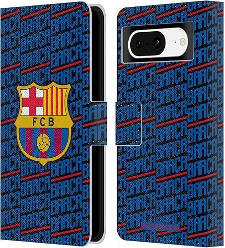 Head Case Designs Officially Licensed FC Barcelona Barca Crest Patterns Leather Book Wallet Case Cover Compatible with Google Pixel 8