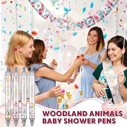 Miniatura 7 de 48 bolígrafos retráctiles para baby shower, bolígrafos retráctiles a granel, bolígrafos de tinta negra con punta de lápiz capacitivo, regalos para