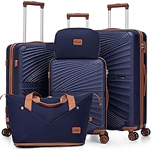 Luggage Sets 5 Piece, Suitcases with Wheels, ABS Hard Case Luggage with TSA Lock Spinner Wheels, Carry On Luggage Set (20/24/28 inch)
