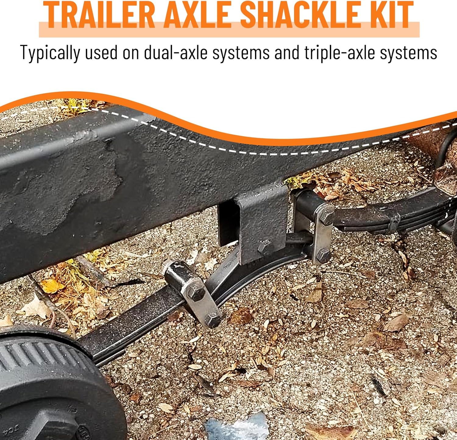 2 Packs Tandem Axle Trailer Shackles Kit: Trailer Shackles with Trailer Shackle Bolts, 2-5/8" Trailer Shackle Straps (262), Used On Dual-Axle Systems And All Triple-Axle Systems