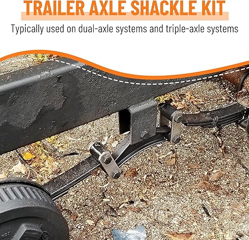 Miniatura 10 de Racewill Paquete de 2 grilletes para remolque, kit de remolque de eje tándem para resorte de doble ojo (ejes de 3,500 libras-7,200 libras)