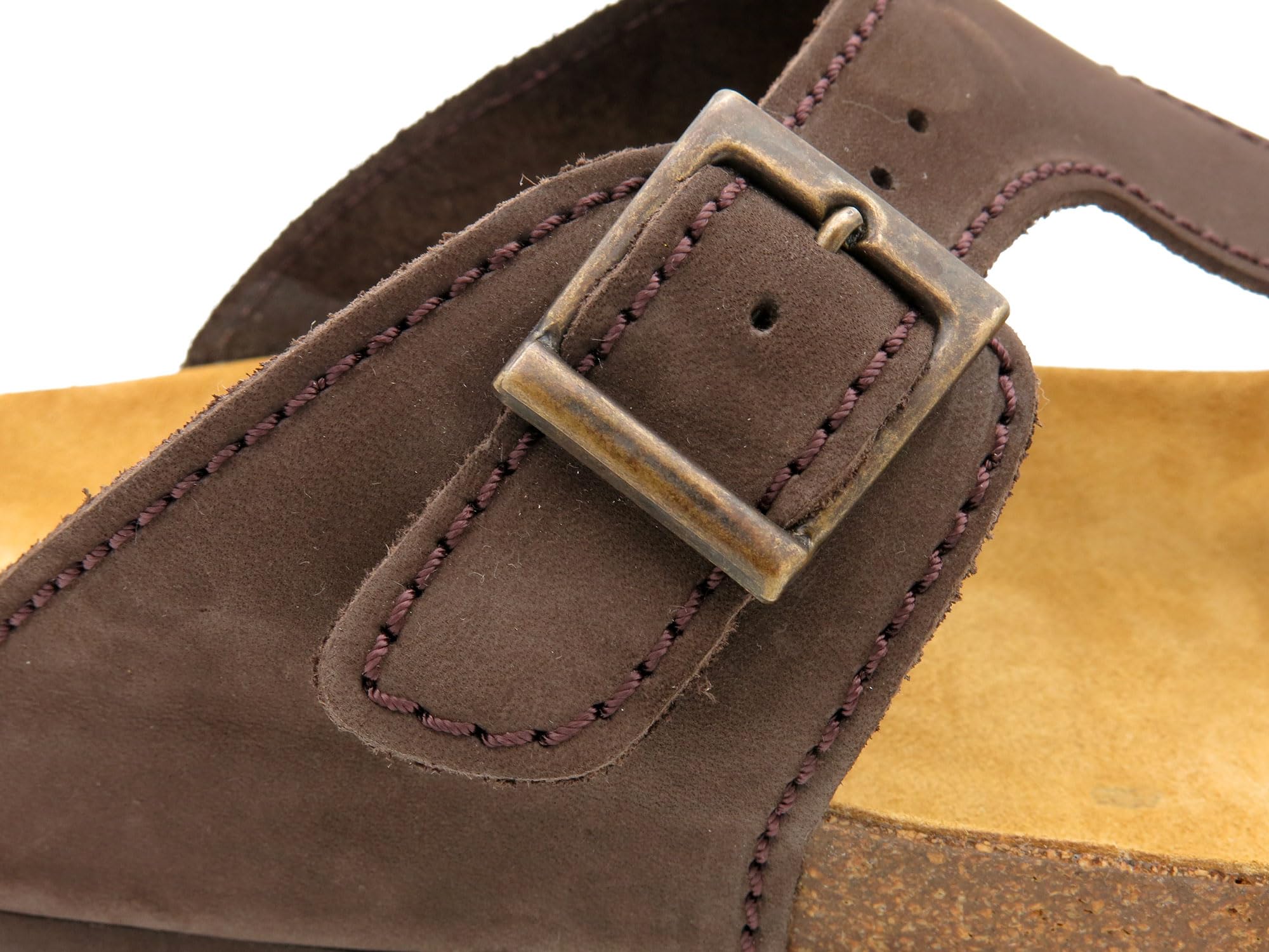 Herren Pantoletten Leder Sandalen Zehentrenner Nubuk Hausschuhe mit Korksohle