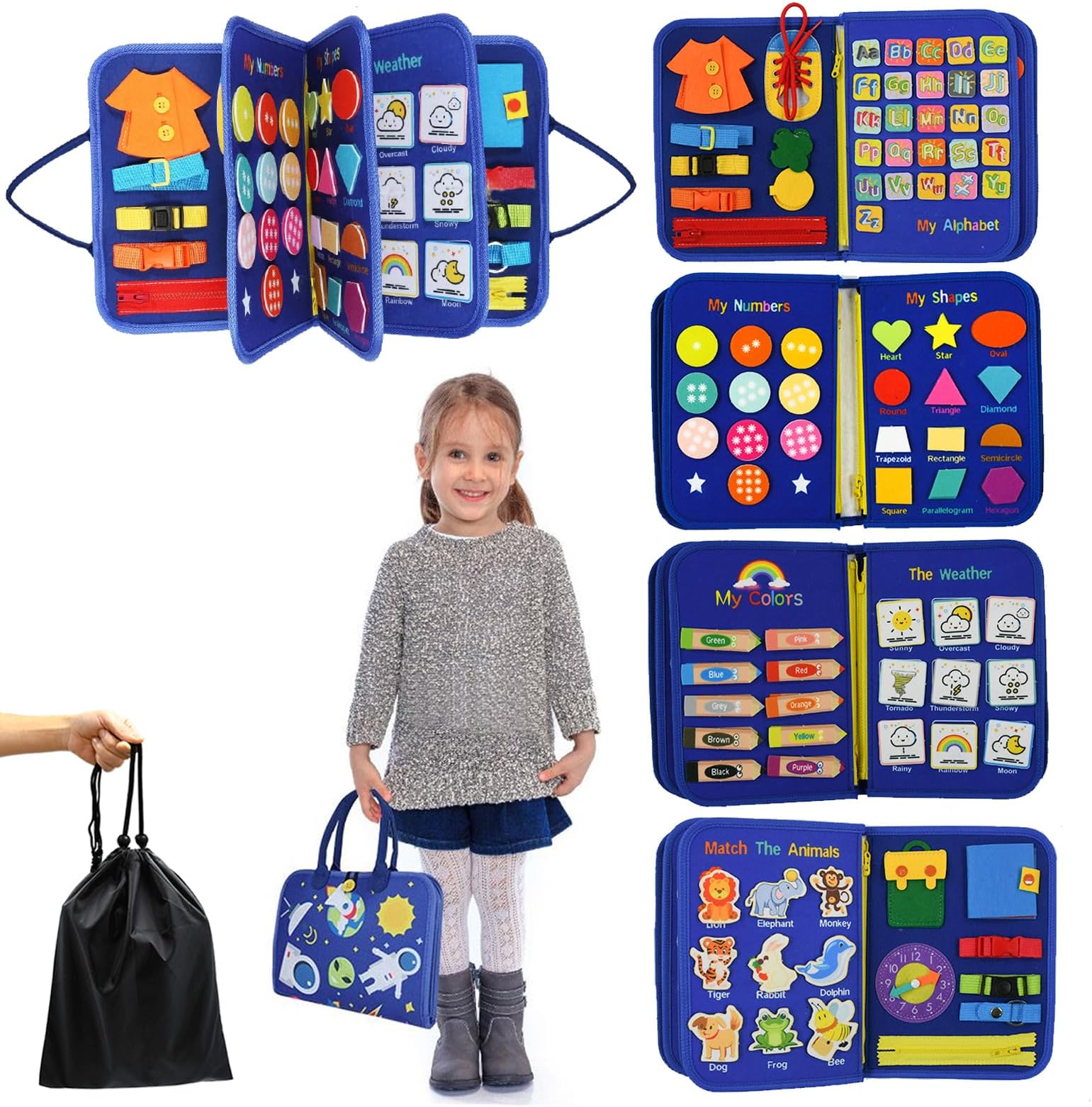 Busy Board for Toddlers Educational Sensory Montessori Toys to Learn