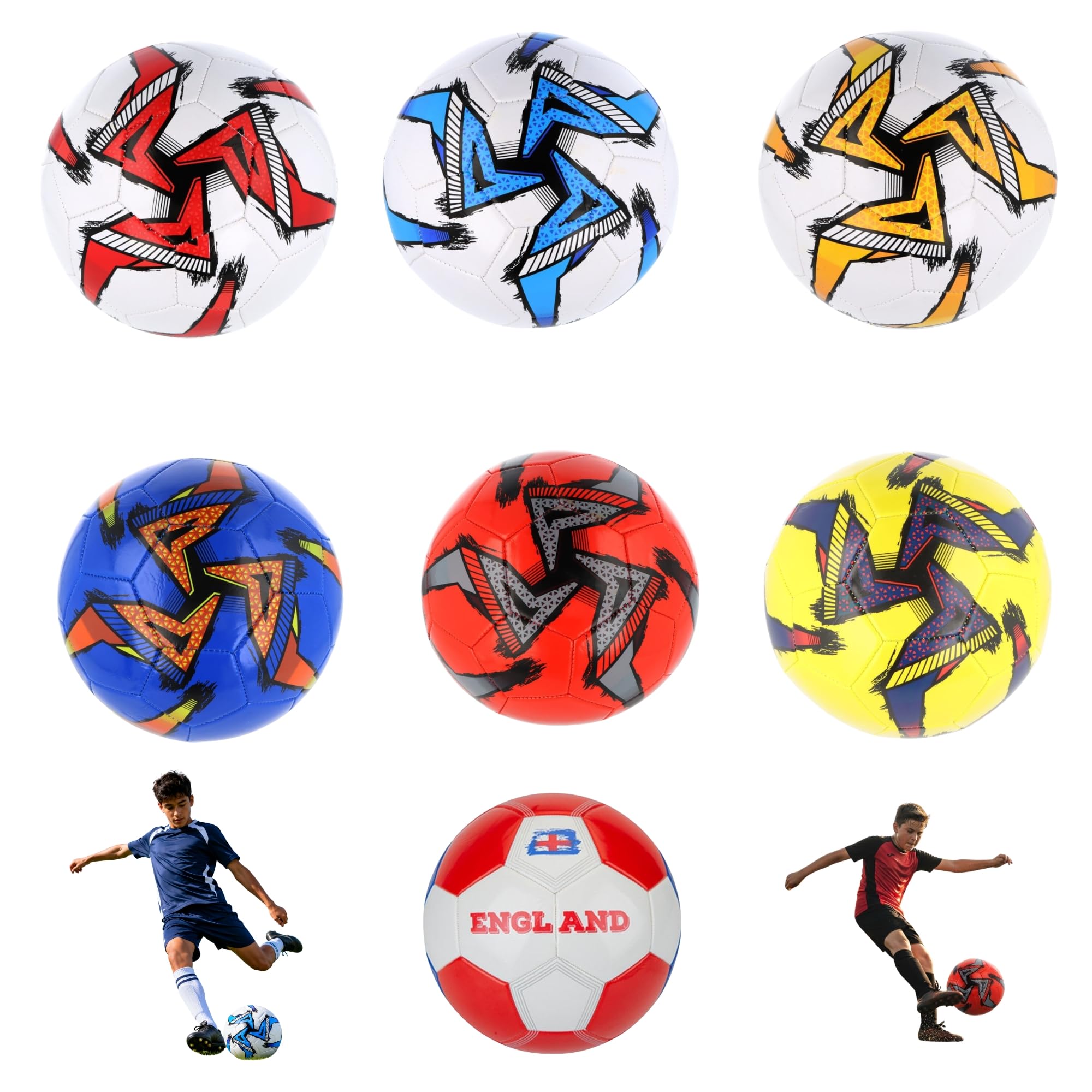 SRV Hub Size 5 Football, 1x Random Assorted Design, 32 Panel Soccer Ball, Ready to Play, Football Training Ball for Match Practice, School PE, Garden & Outdoor Games