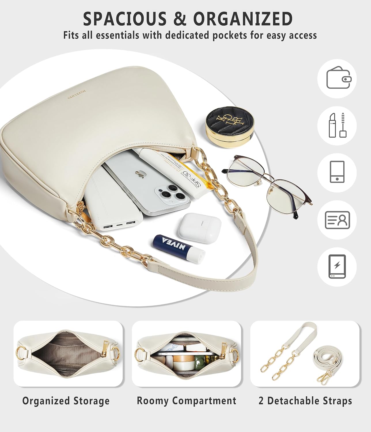 Anti-Theft Shoulder Bag for Women | RFID Crossbody Purse | Lightweight Crescent Hobo Handbag for Travel & Daily Use