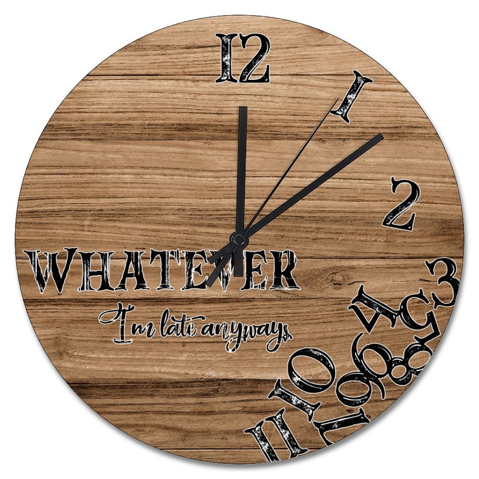 Horloge murale rustique en bois 38 cm déco salon et cuisine vintage