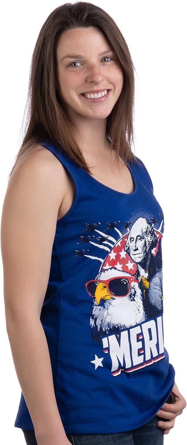 Merica | Epic USA Patriotic American Party Funny 'Merica Fun Tank Top Women Girl : Clothing, Shoes & Jewelry