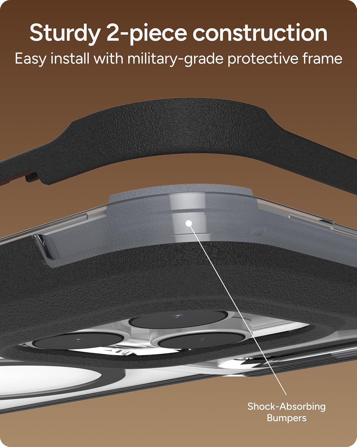 ZAGG Rainier Case with Kickstand for iPhone 17 - Black, Graphene 22ft (7m) Drop Protection, Lanyard Attach Points, MagSafe, Wireless Charging Compatible, 2-Piece Design, Phone Case - Image 4