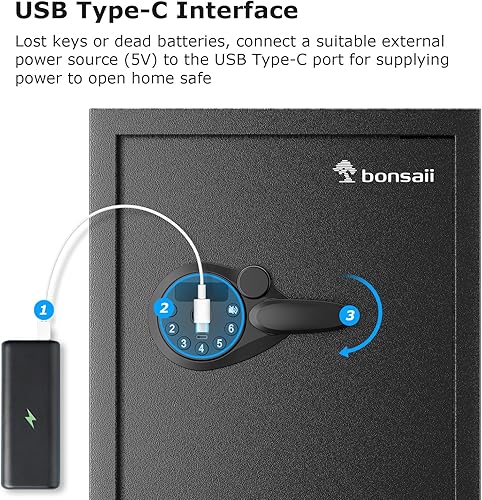 Miniatura 6 de Bonsaii Caja fuerte de seguridad, caja fuerte grande de documentos de 1.2 pies cúbicos, nuevo tipo de cerradura de teclado digital, estante