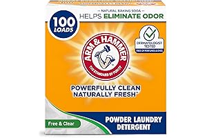 Arm & Hammer Laundry Detergent, Free of Perfume & Dyes, Powder, 100 Loads
