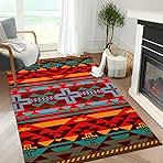 Southwest Area Rug for Living Room, 3x5 ft Native American Carpet for Farmhouse, Hallway, Kitchen, Living Room, Bedroom