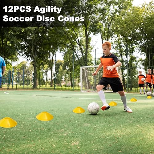 Miniatura 5 de Juego de equipo de entrenamiento de agilidad de velocidad, escalera de agilidad de 19.7 pies, 12 conos de fútbol, cuerda de saltar, paracaídas para