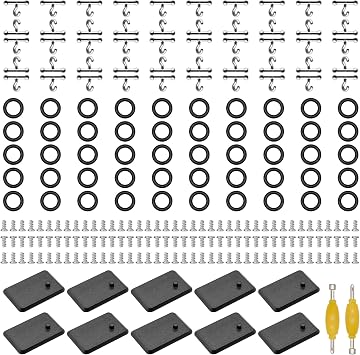 232Pcs 3.75 inch G.i Joe Action Figure Replacement Accessories,Include 50Pcs T Hooks+50Pcs O-Rings +120Pcs Screws+2Pcs Spanner+10Pcs Figure Display Stands Black Square Stands Set-B