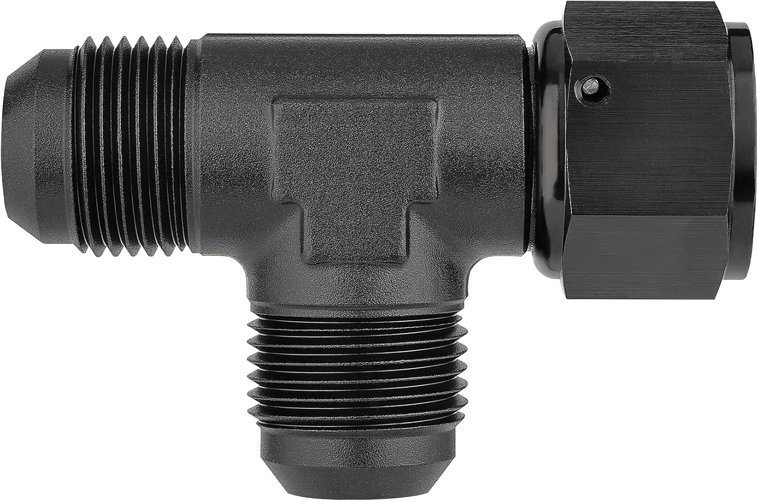 EVIL ENERGY 10AN Flare Male Tee Fitting Adapter with AN10 Female Swivel on Run Black