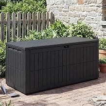 UDPATIO 120 Gallon Deck Box, Outdoor Storage Box Lockable Waterproof Indoor Outdoor Storage Container for Patio Cushions, Garden Tools, Package Delivery Boxes for outside