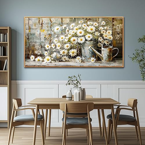 Miniatura 7 de PHAOHUAXM Lienzo grande para pared de sala de estar, impresión de obras de arte retro de flores blancas para comedor, dormitorio, baño, cocina,