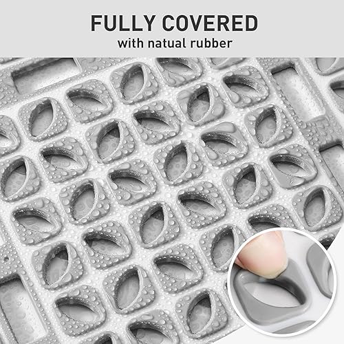 Miniatura 3 de XIYUNTE Tapete de ducha antideslizante para bañera, 31.5 x 15.7 pulgadas, antideslizante, ecológico, duradero, fácil de cortar y secar, gris claro