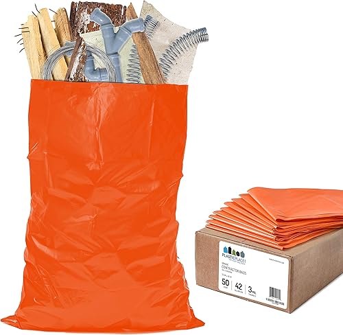 Miniatura 2 de Plasticplace Bolsas de basura de 32-33 galones  1.2 mil  Revestimientos para botes de basura naranjas  33 pies x 39 pulgadas (100 unidades)