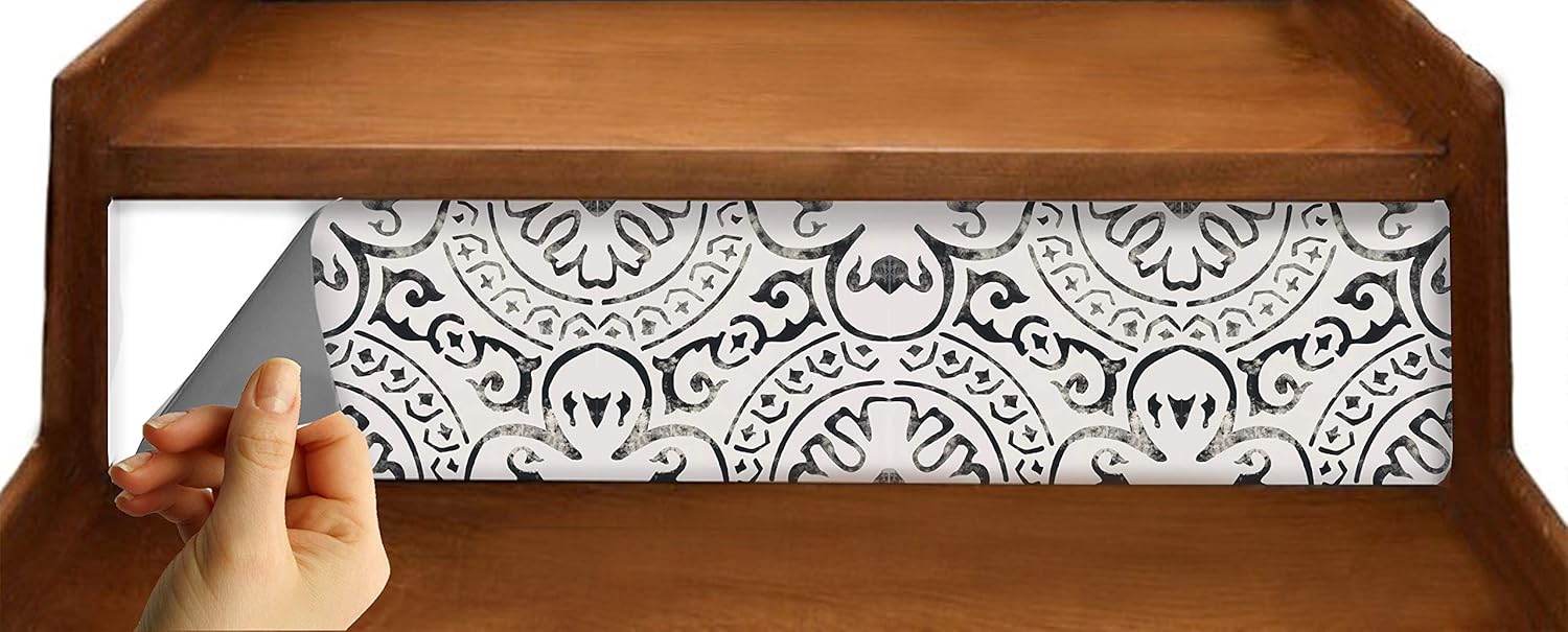 Amalfi Stair Riser Strip Peel and Stick Vinyl Decal Self-Adhesive Easy to Trim & Clean Repositionable Removable Water-Resistant DIY Murals for Stair Stickers Pack of 5 Strips (Amalfi, 6.25"x49" Inch)