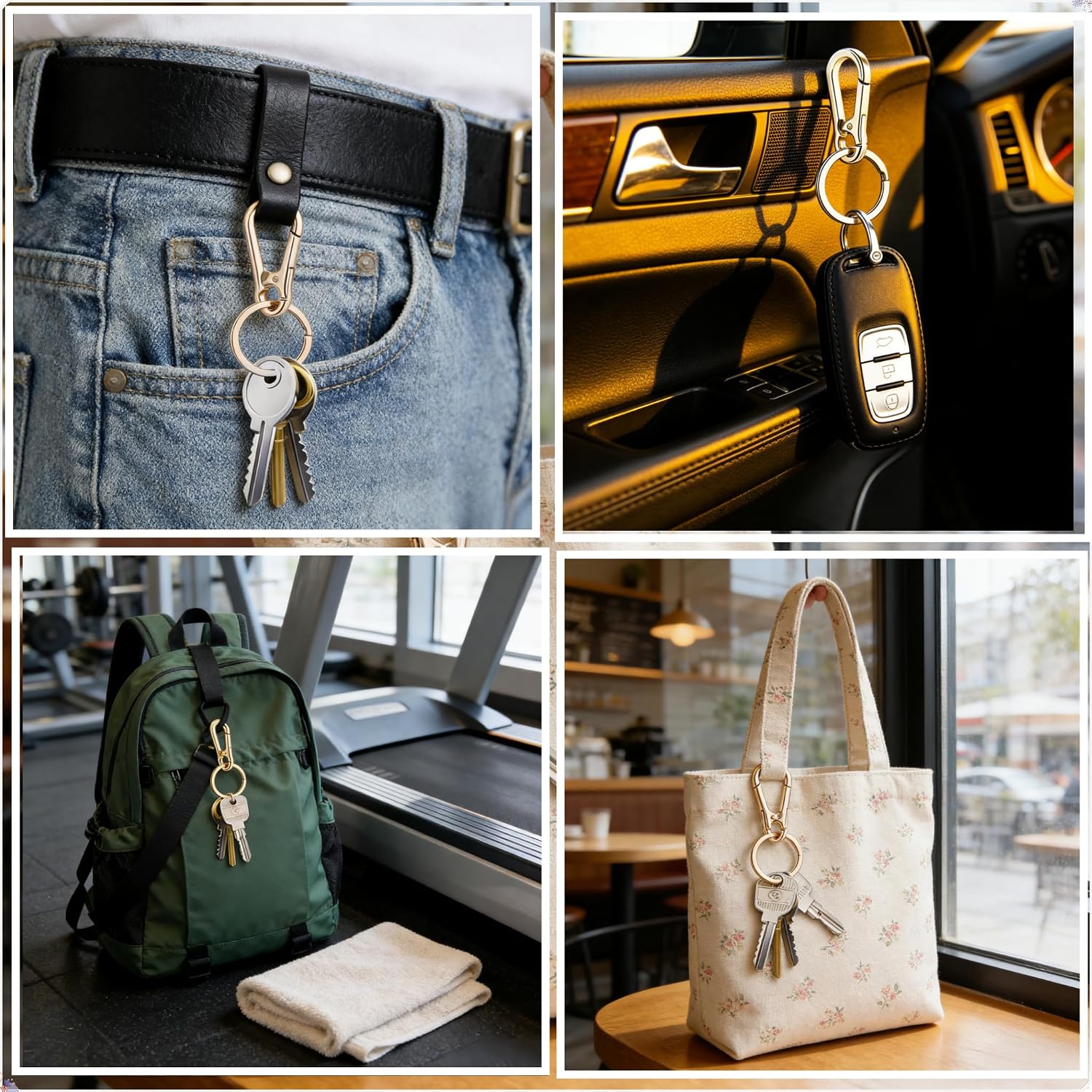 Metal Keychain for Men Women, Sturdy Key Ring Clip Organizer for Home Car, Keyring Accessories